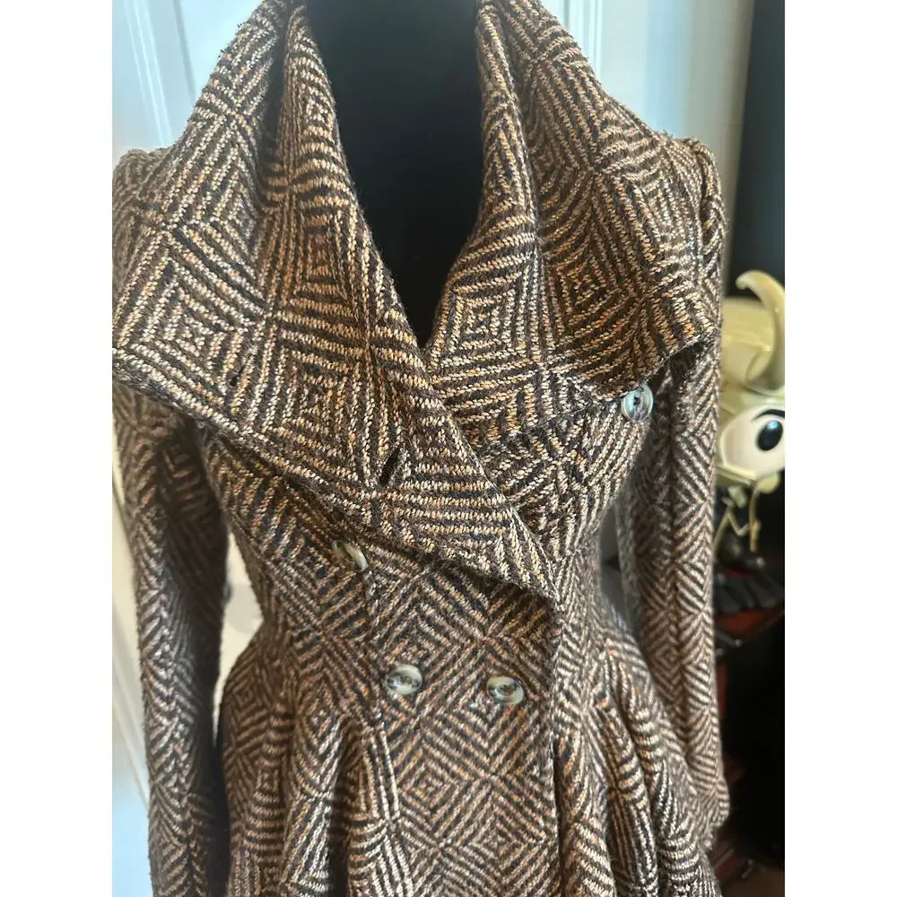 Free People Diamond Jacquard Peacoat Tweed